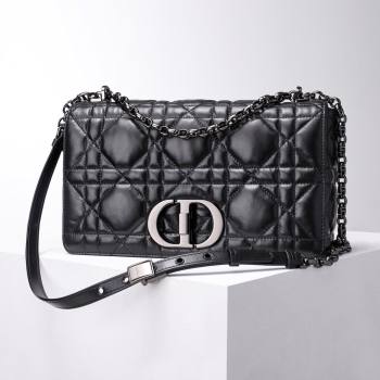 Dior Large Caro Chain Bag in Quilted Macrocannage Calfskin Black 2024 (DMZ-24052230)
