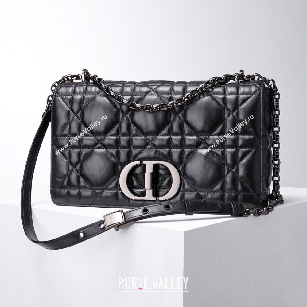 Dior Large Caro Chain Bag in Quilted Macrocannage Calfskin Black 2024 (DMZ-24052230)