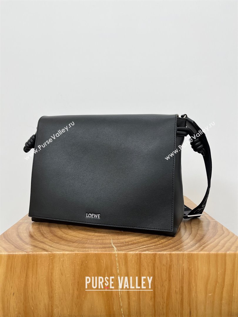 Loewe Mens Flamenco Satchel in Shiny Supple Calfskin 9059 Black 2024 Top (KE-24090221)