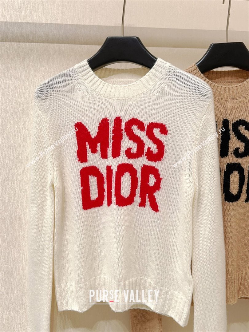 Dior Miss Dior Cashmere Silk Sweater CH101817 White/Red 2024 (Q-24101817)