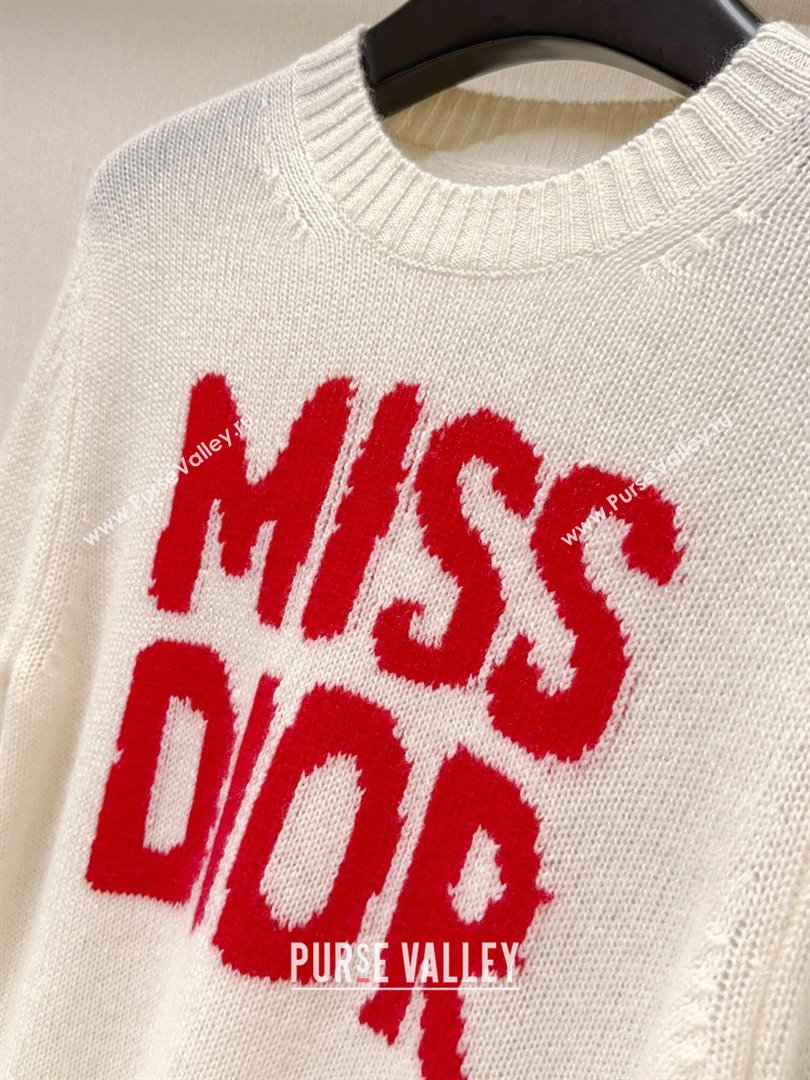 Dior Miss Dior Cashmere Silk Sweater CH101817 White/Red 2024 (Q-24101817)