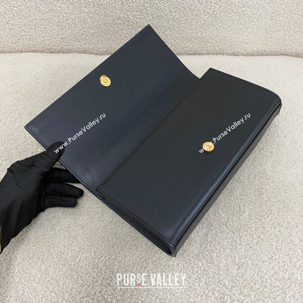 Saint Laurent Kate Clutch in Smooth Leather 326079 Black/Gold 2024 Top Quality (BG-24122403)