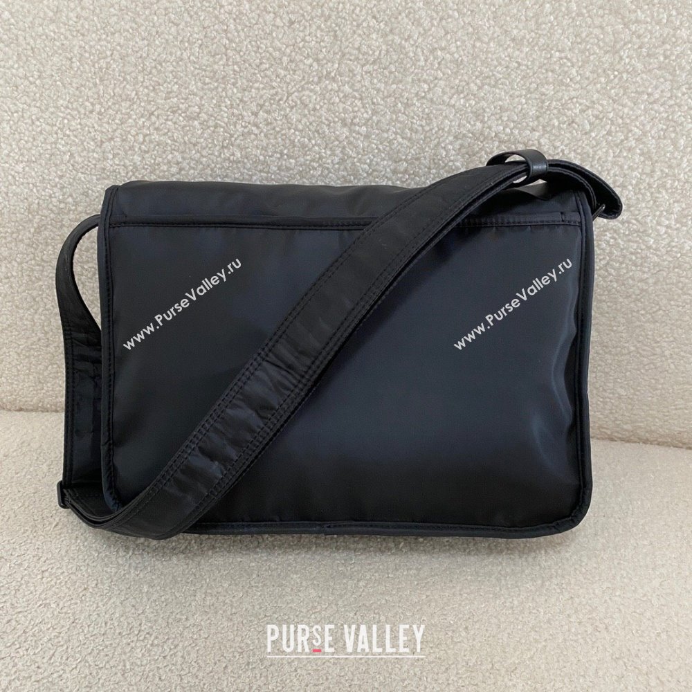 Saint Laurent Niki Leather-Trimmed Nylon Messenger Bag Black 2024 Top Quality (BG-24122405)