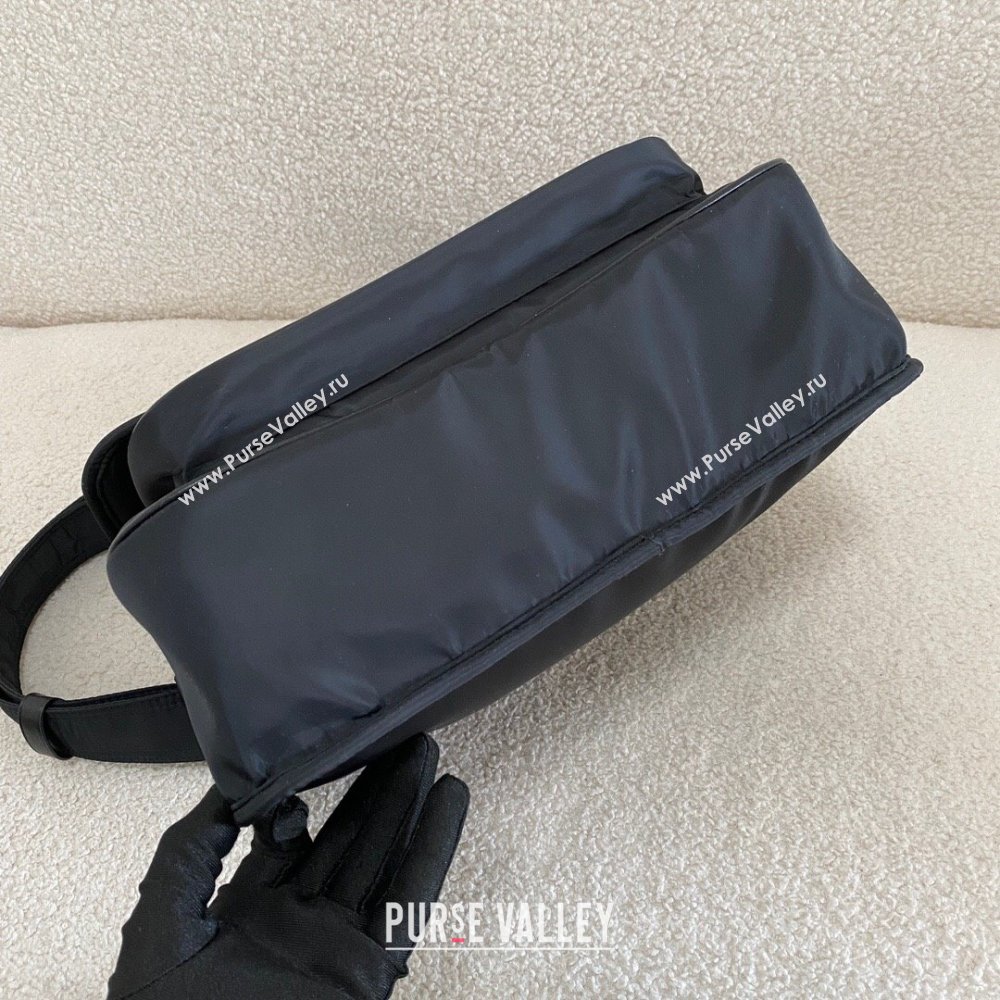 Saint Laurent Niki Leather-Trimmed Nylon Messenger Bag Black 2024 Top Quality (BG-24122405)