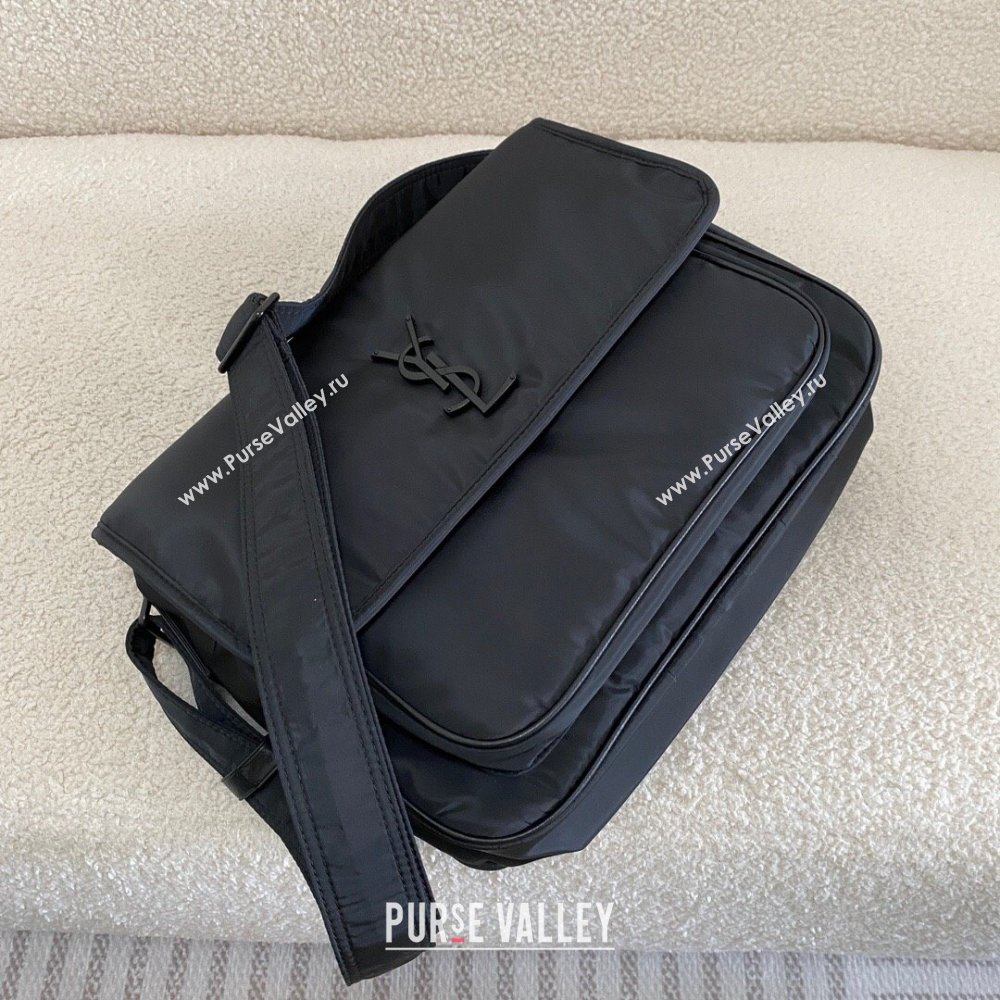 Saint Laurent Niki Leather-Trimmed Nylon Messenger Bag Black 2024 Top Quality (BG-24122405)