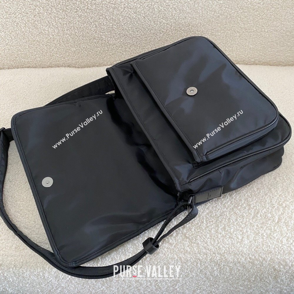 Saint Laurent Niki Leather-Trimmed Nylon Messenger Bag Black 2024 Top Quality (BG-24122405)