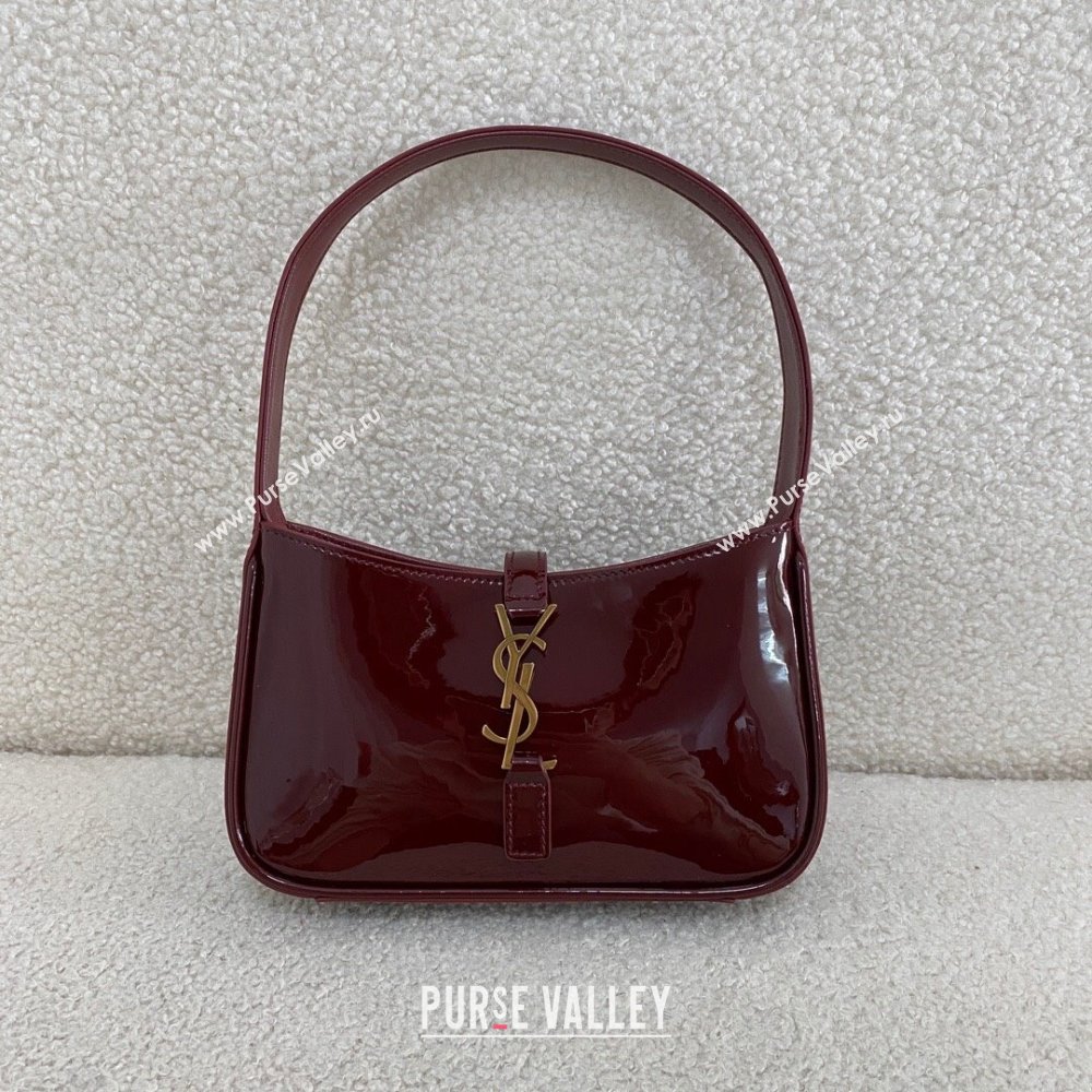 Saint Laurent Mini LE 5 À 7 Soft Hobo Bag in Patent Calfskin 710318 Burgundy 2024 Top Quality (BG-24122407)