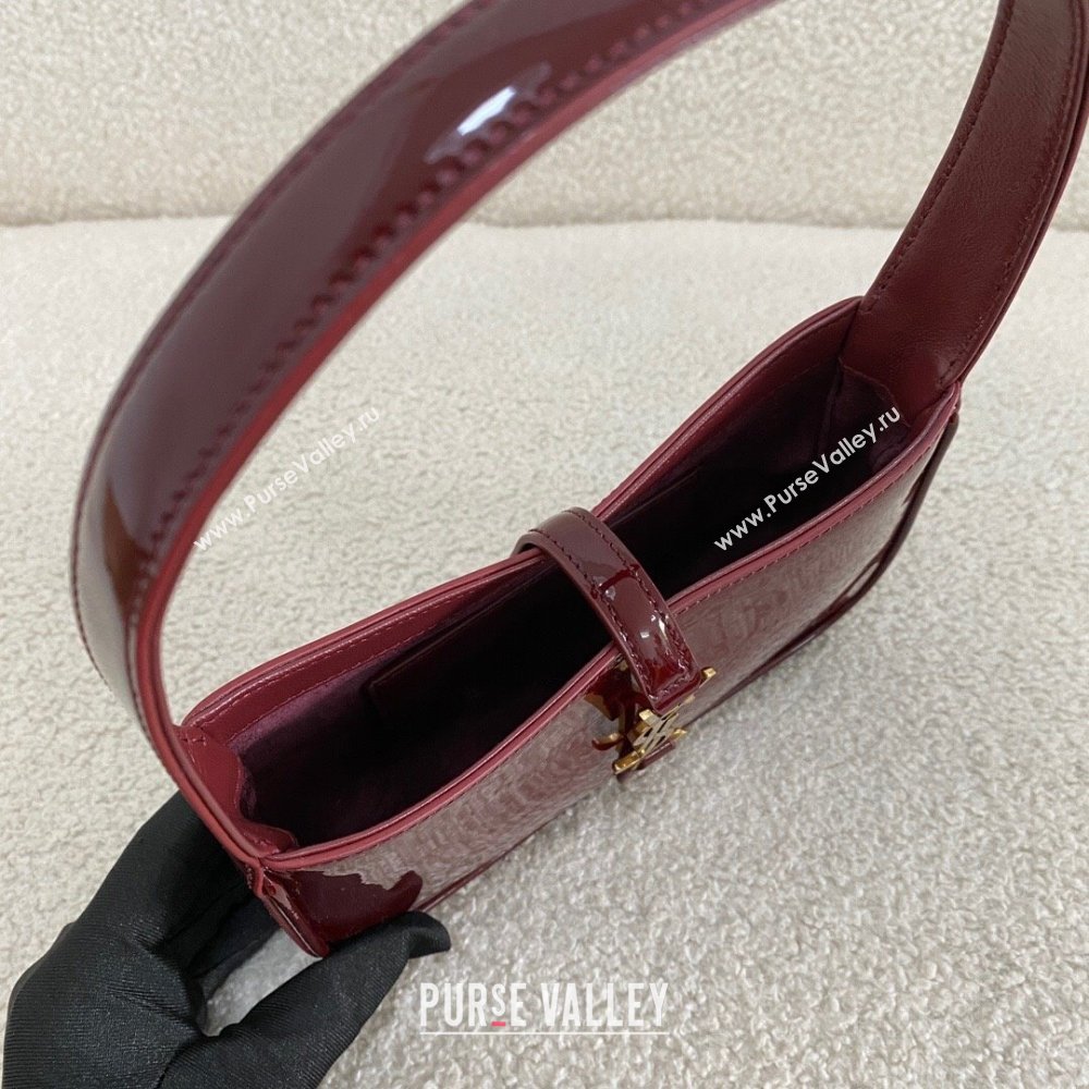 Saint Laurent Mini LE 5 À 7 Soft Hobo Bag in Patent Calfskin 710318 Burgundy 2024 Top Quality (BG-24122407)