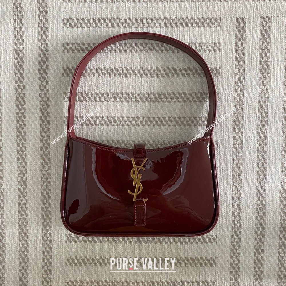 Saint Laurent Mini LE 5 À 7 Soft Hobo Bag in Patent Calfskin 710318 Burgundy 2024 Top Quality (BG-24122407)