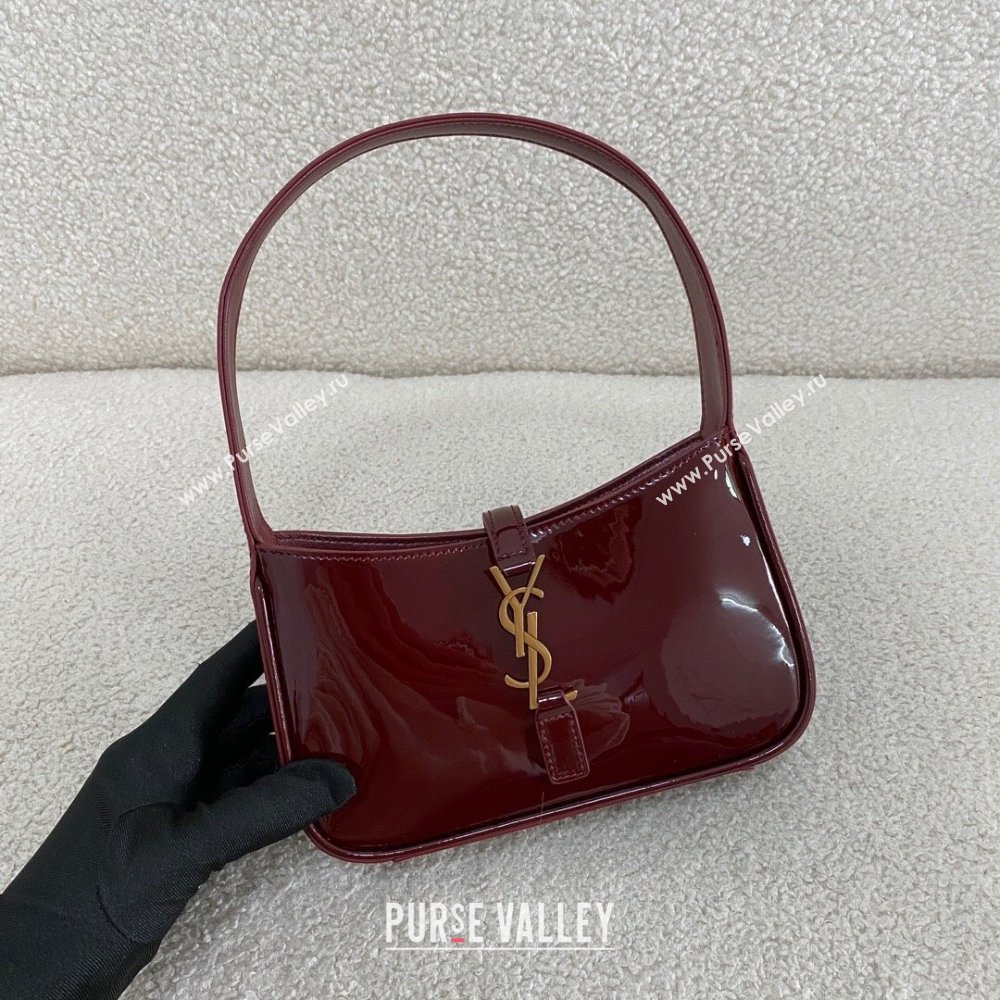 Saint Laurent Mini LE 5 À 7 Soft Hobo Bag in Patent Calfskin 710318 Burgundy 2024 Top Quality (BG-24122407)