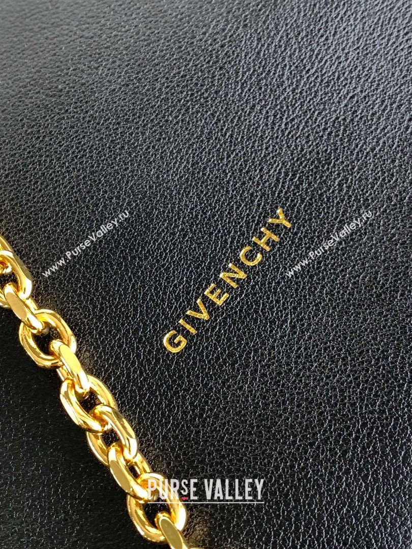 Givenchy Medium Voyou Chain Bag in Tumbled Calfskin Leather Black/Gold 2024 (YH-24122505)