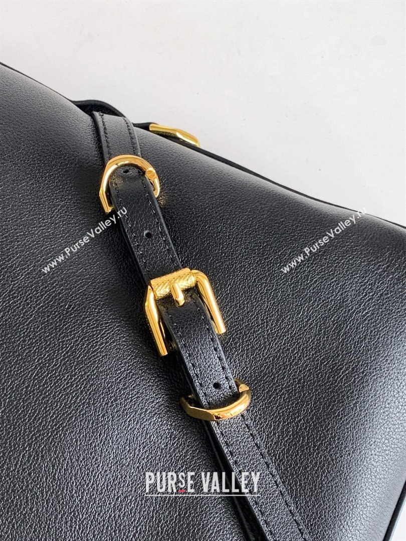 Givenchy Medium Voyou Chain Bag in Tumbled Calfskin Leather Black/Gold 2024 (YH-24122505)