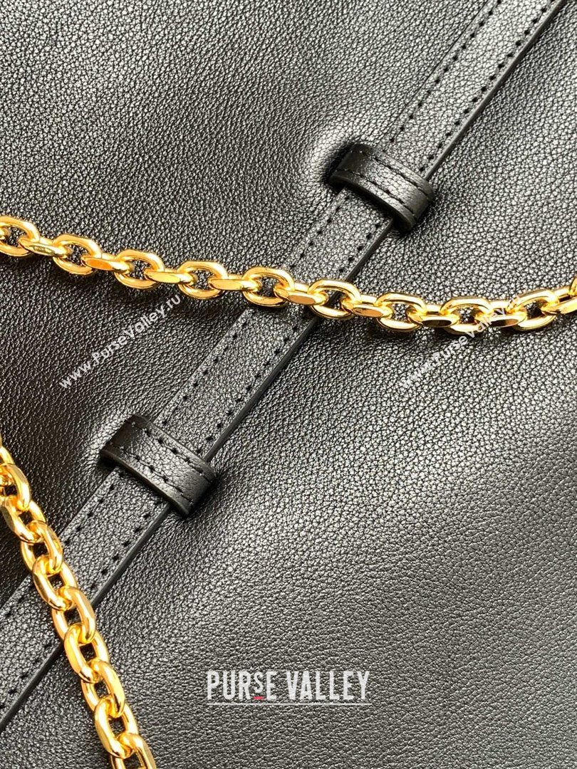 Givenchy Medium Voyou Chain Bag in Tumbled Calfskin Leather Black/Gold 2024 (YH-24122505)