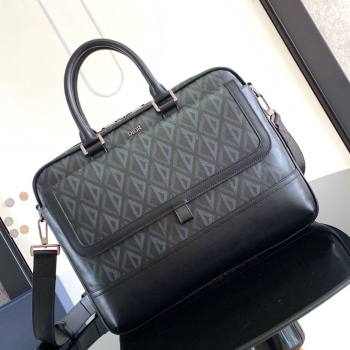 Dior Hit The Road Briefcase Bag in Dior Black CD Diamond Canvas and Smooth Calfskin 2023 (DMZ-24122510 )