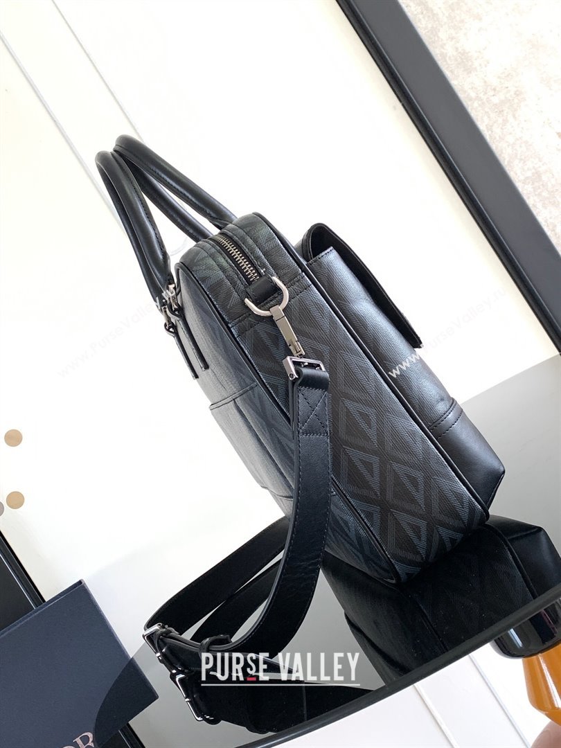 Dior Hit The Road Briefcase Bag in Dior Black CD Diamond Canvas and Smooth Calfskin 2023 (DMZ-24122510 )