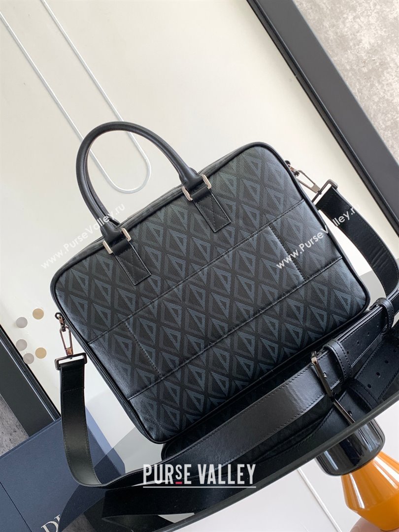 Dior Hit The Road Briefcase Bag in Dior Black CD Diamond Canvas and Smooth Calfskin 2023 (DMZ-24122510 )