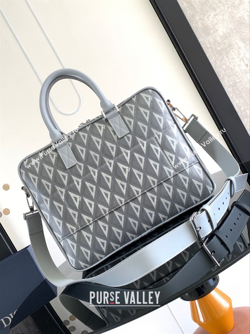 Dior Hit The Road Briefcase Bag in Dior Grey CD Diamond Canvas and Smooth Calfskin 2023 (DMZ-24122511)