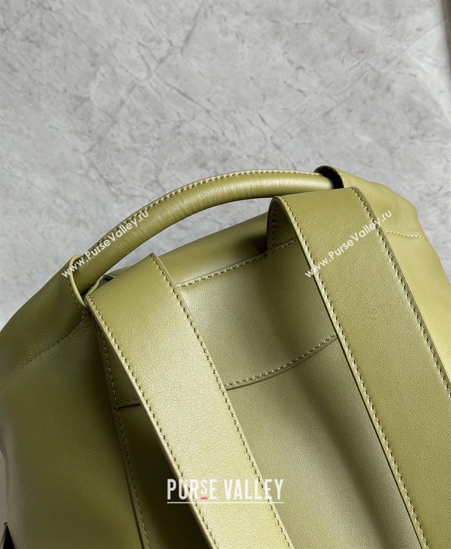 Loewe Flamenco Backpack in Shiny Supple Calfskin Olive 2024 Top Quality (KEKE-24122416)