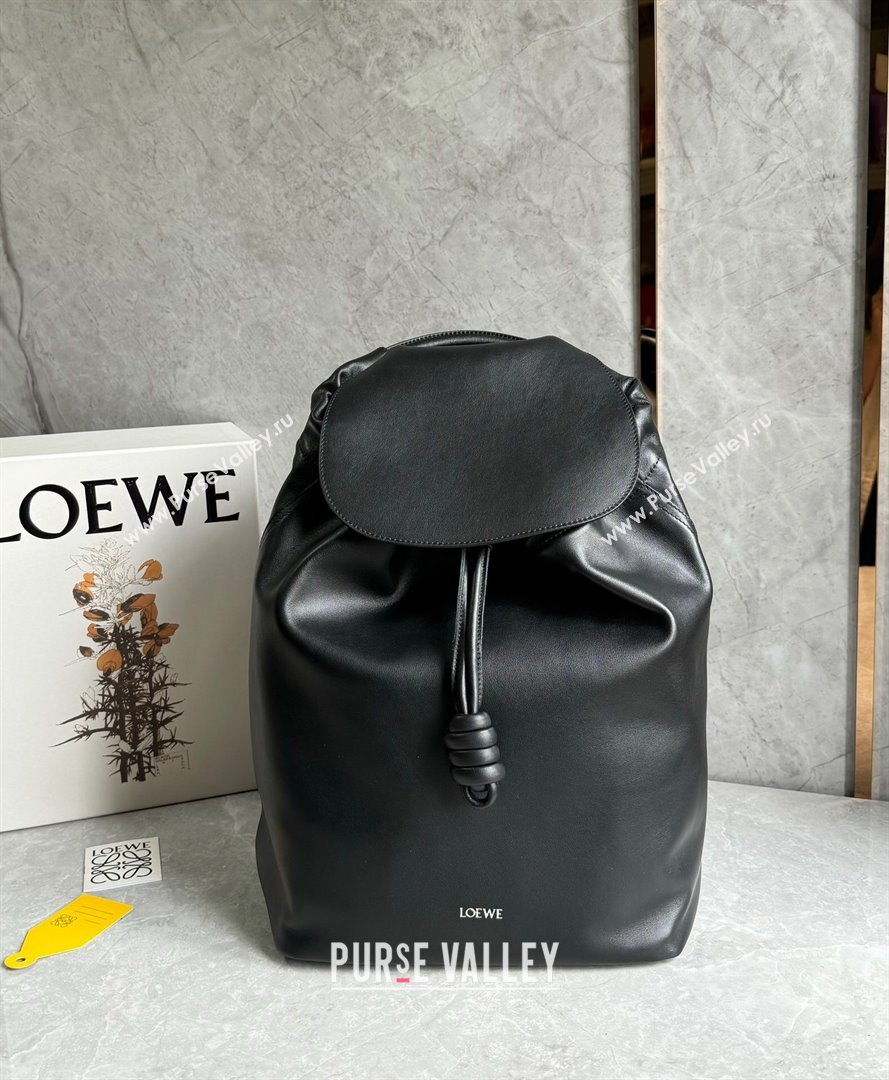 Loewe Flamenco Backpack in Shiny Supple Calfskin Black 2024 Top Quality (KEKE-24122418)