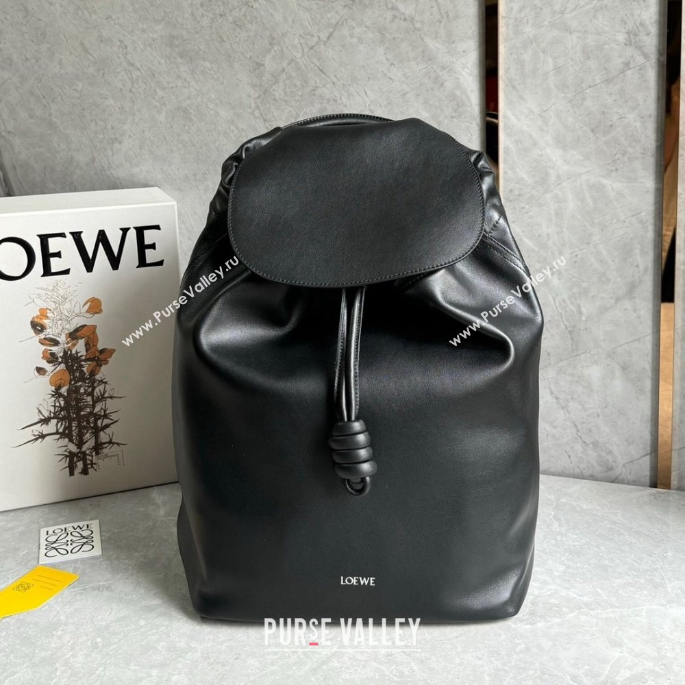 Loewe Flamenco Backpack in Shiny Supple Calfskin Black 2024 Top Quality (KEKE-24122418)