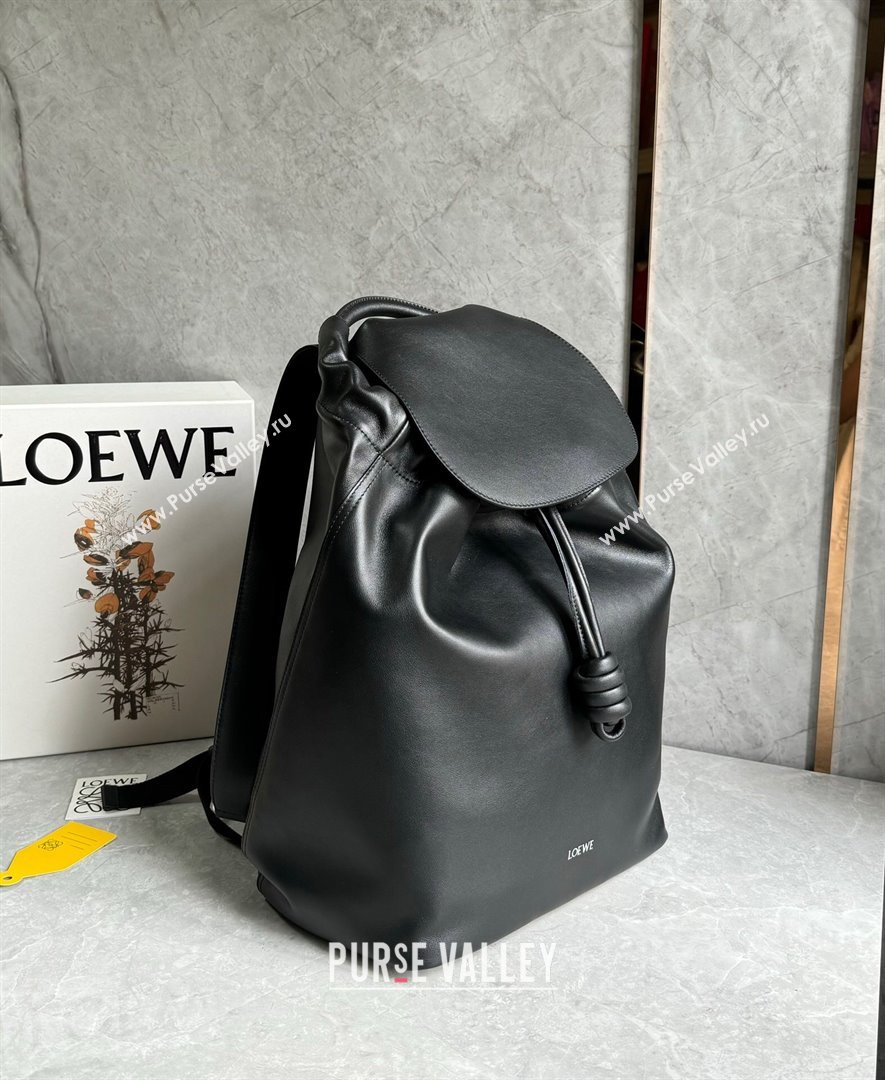 Loewe Flamenco Backpack in Shiny Supple Calfskin Black 2024 Top Quality (KEKE-24122418)