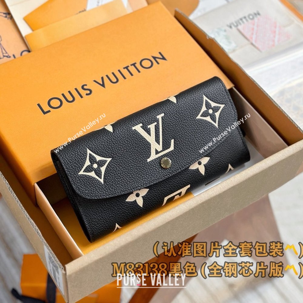 Louis Vuitton Emilie Wallet in Monogram Grained Cowhide Leather M83138 Black 2024 (K-24122420)