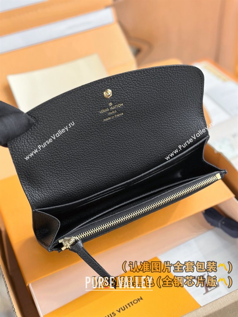 Louis Vuitton Emilie Wallet in Monogram Grained Cowhide Leather M83138 Black 2024 (K-24122420)