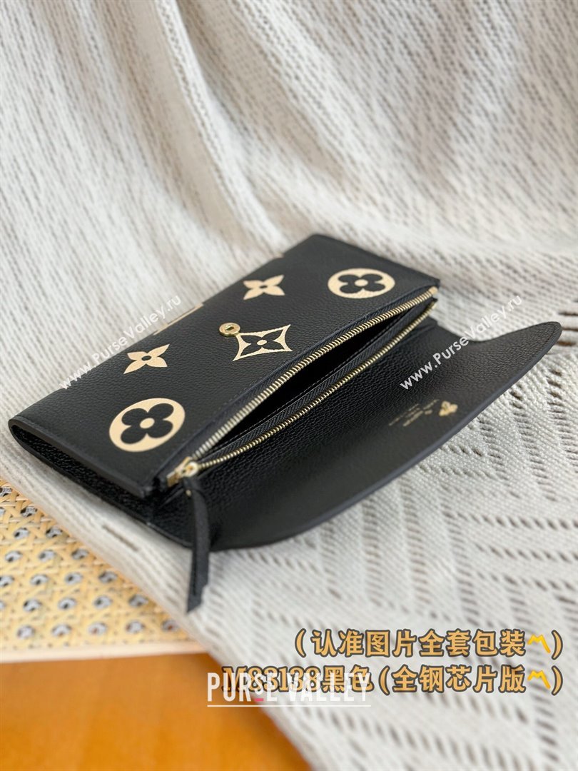 Louis Vuitton Emilie Wallet in Monogram Grained Cowhide Leather M83138 Black 2024 (K-24122420)