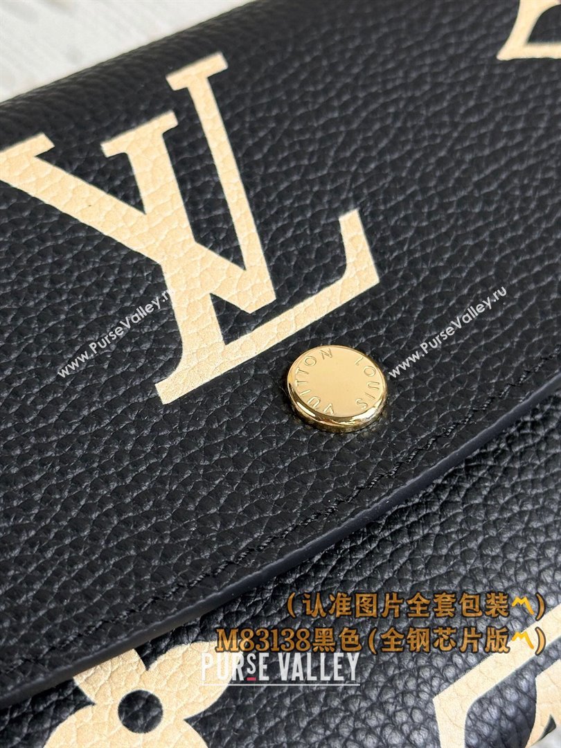 Louis Vuitton Emilie Wallet in Monogram Grained Cowhide Leather M83138 Black 2024 (K-24122420)