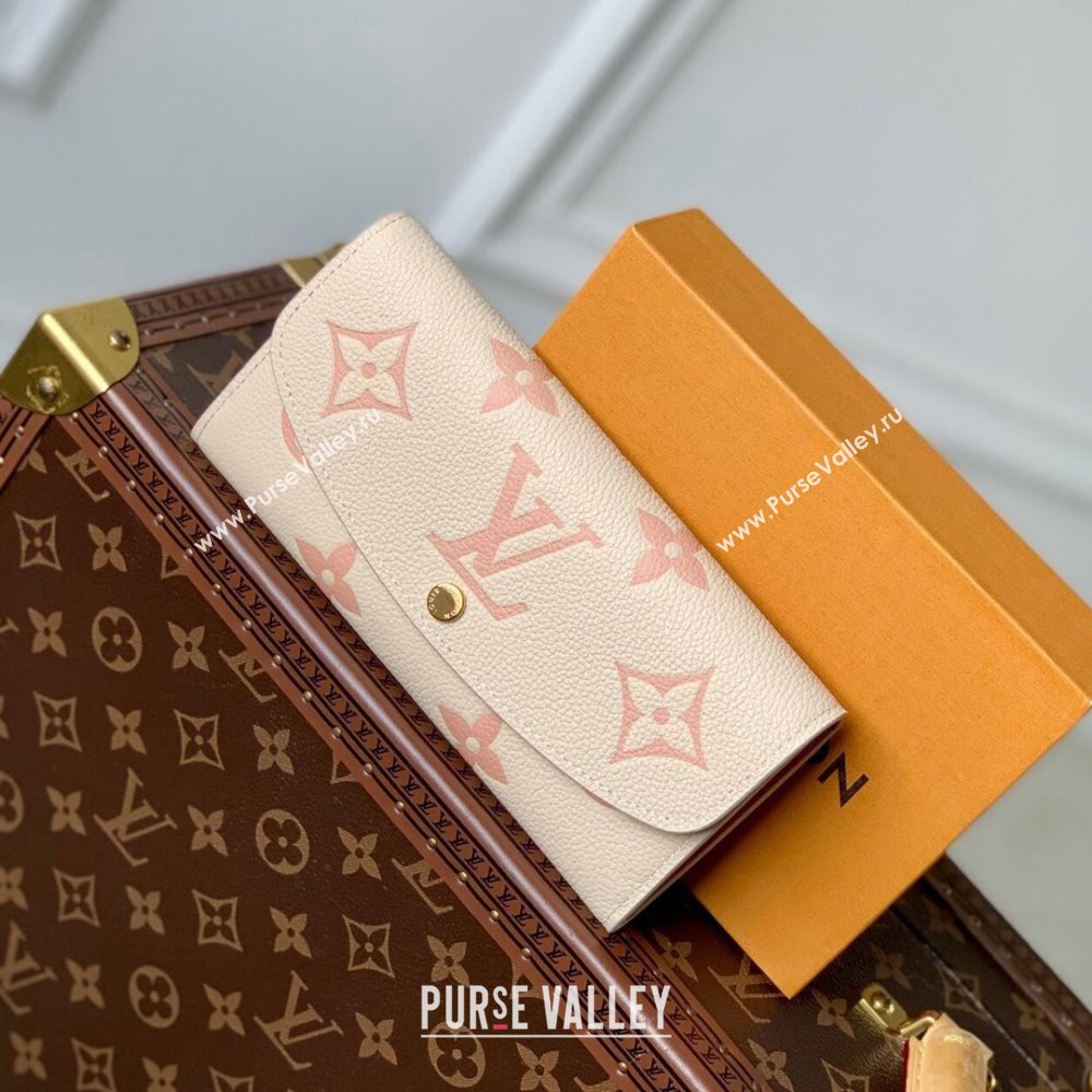 Louis Vuitton Emilie Wallet in Monogram Grained Cowhide Leather M82341 Creme /Arizona 2024 (K-24122421)