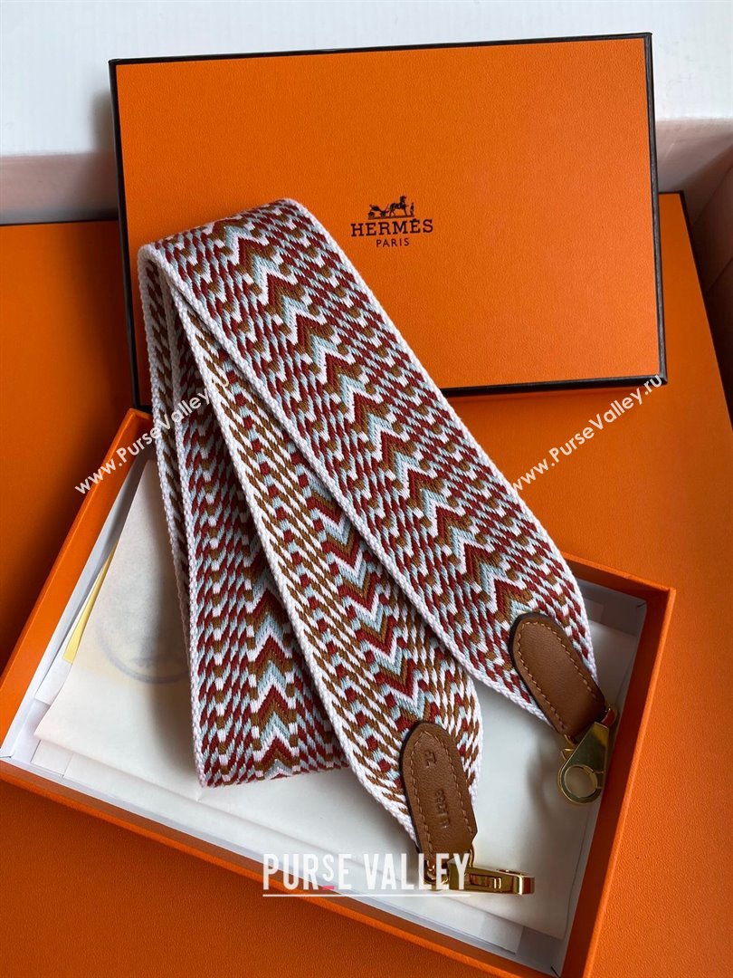 Hermes Canvas Strap H122619 Brown/White/Silver 2024(Full Handmade) (XYA-24122619)