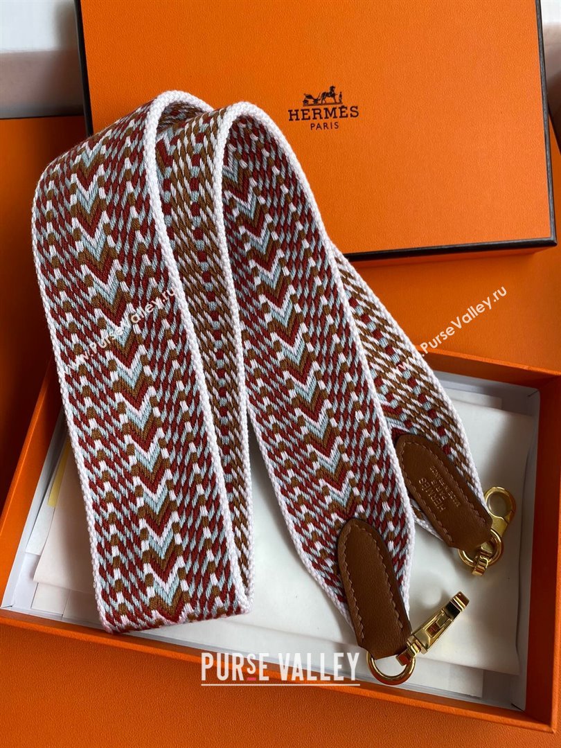 Hermes Canvas Strap H122619 Brown/White/Silver 2024(Full Handmade) (XYA-24122619)