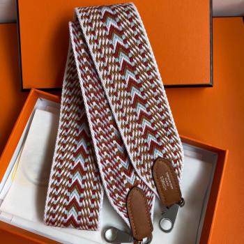 Hermes Canvas Strap H122619 Brown/White/Silver 2024(Full Handmade) (XYA-24122619)