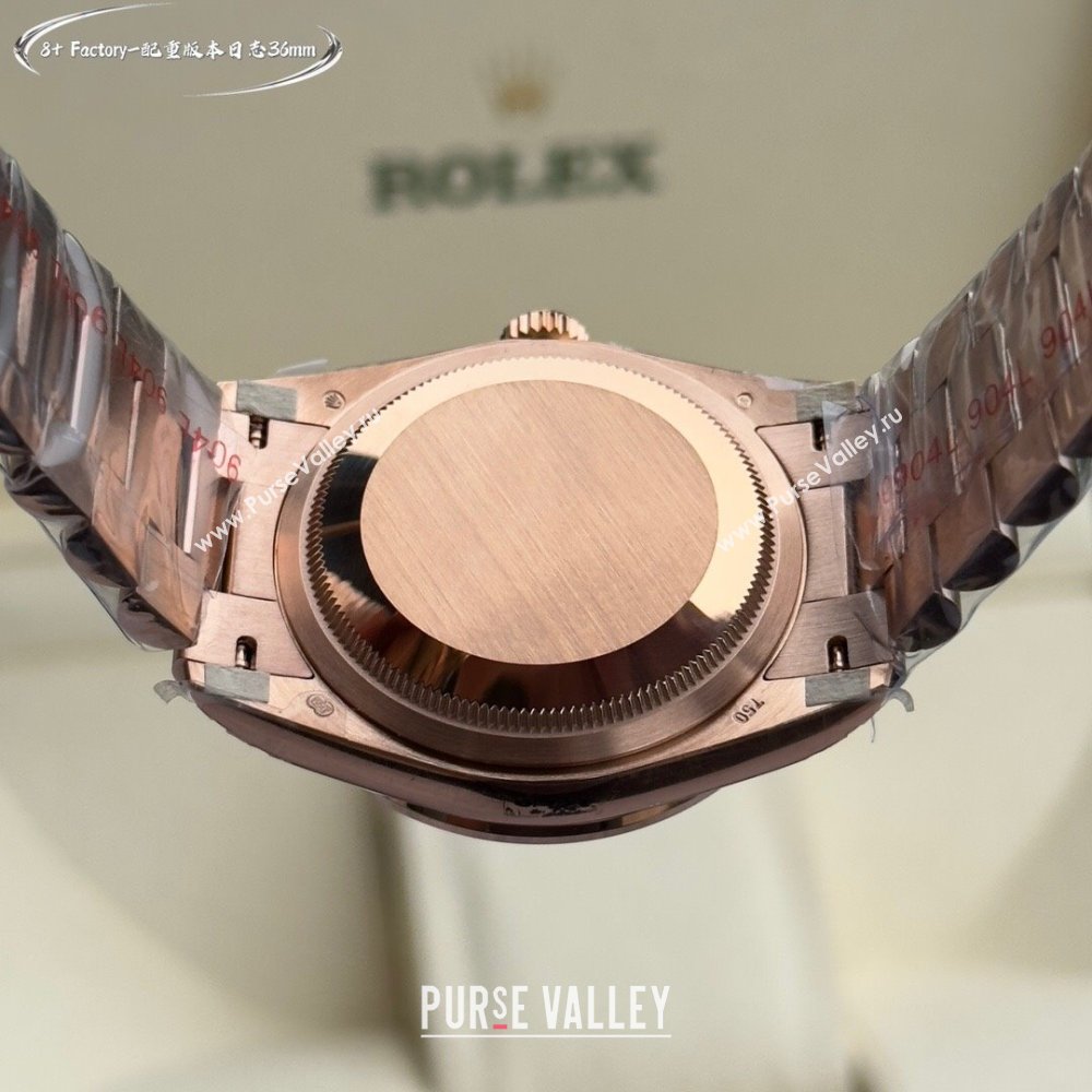 Rolex Datejust Watch with Crystals 36mm R122307 Pink Gold/Green 2024 Top Quality (XZ-24122307)