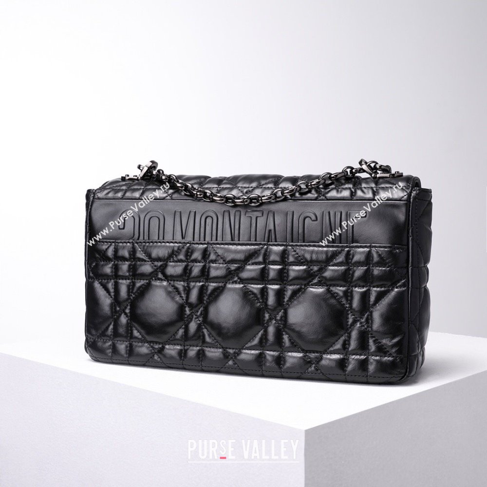 Dior Large Caro Chain Bag in Quilted Macrocannage Calfskin Black 2024 (DMZ-24052230)