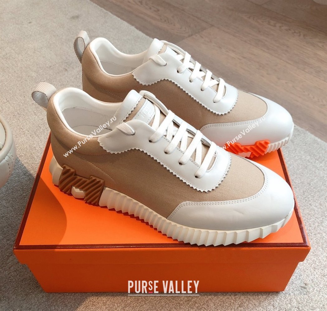Hermes Bouncing Sneakers in Leather and Knit Beige 2025 0226 (XC-250226047)