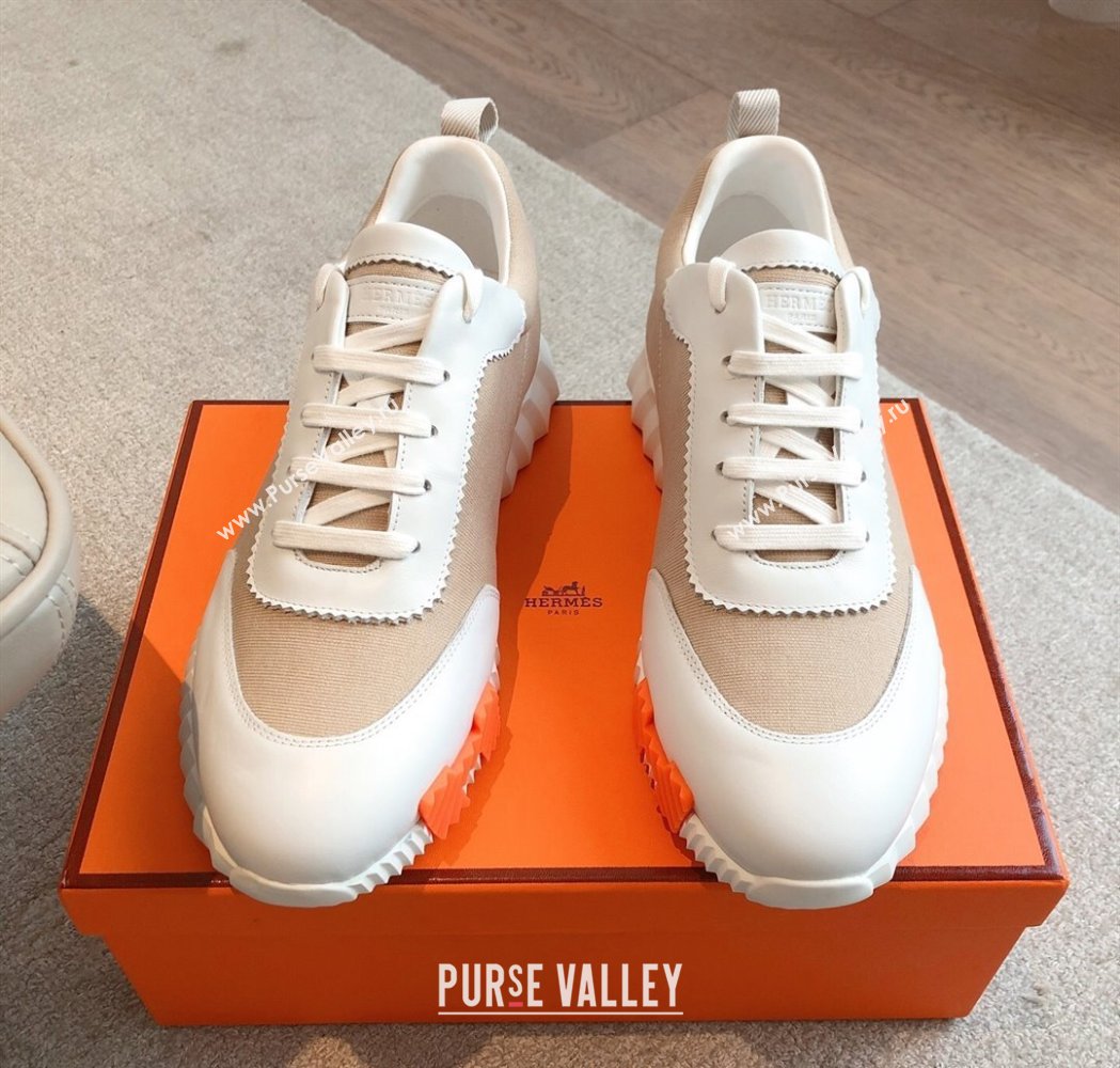 Hermes Bouncing Sneakers in Leather and Knit Beige 2025 0226 (XC-250226047)