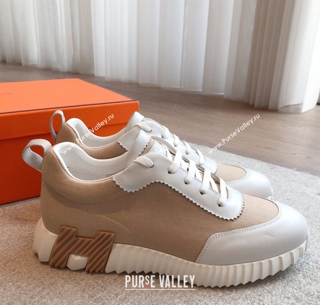 Hermes Bouncing Sneakers in Leather and Knit Beige 2025 0226 (XC-250226047)