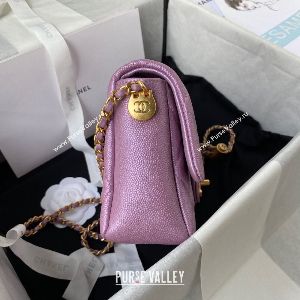 Chanel Iridescent Grained Calfskin Mini Flap Bag AS2855 Purple 2021 (JY-21101220)