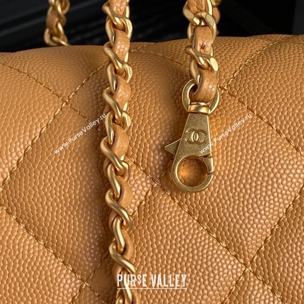 Chanel Grained Shiny Calfskin Small Flap bag with Top Handle AS5166 Yellow 2024 (yezi-241106136)