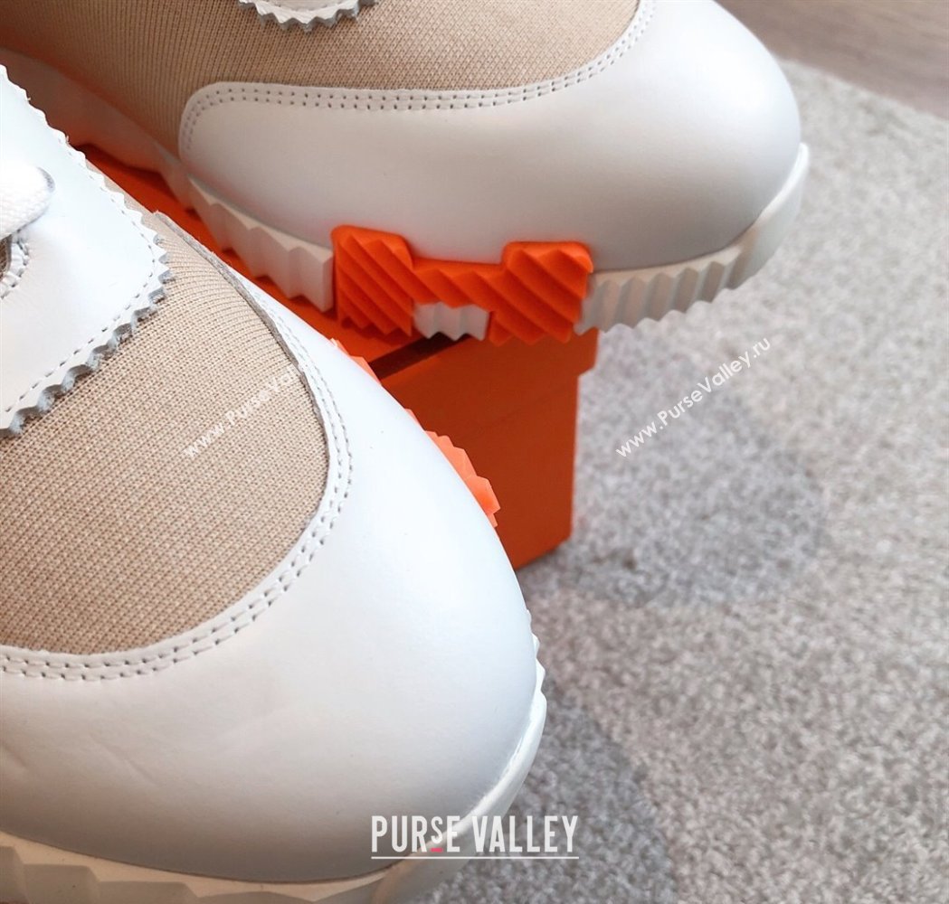 Hermes Bouncing Sneakers in Leather and Knit Beige 2025 0226 (XC-250226047)