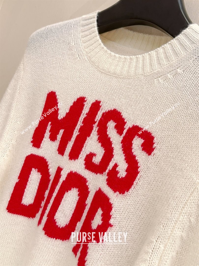 Dior Miss Dior Cashmere Silk Sweater CH101817 White/Red 2024 (Q-24101817)