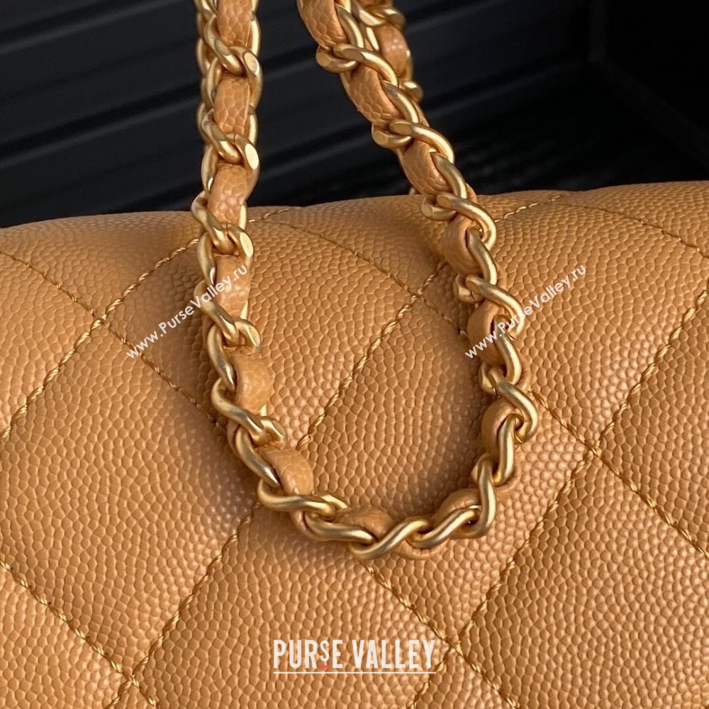 Chanel Grained Shiny Calfskin Small Flap bag with Top Handle AS5166 Yellow 2024 (yezi-241106136)