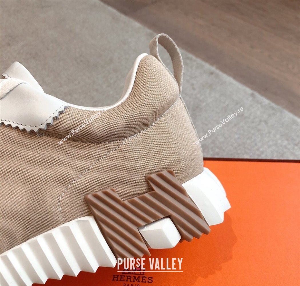 Hermes Bouncing Sneakers in Leather and Knit Beige 2025 0226 (XC-250226047)