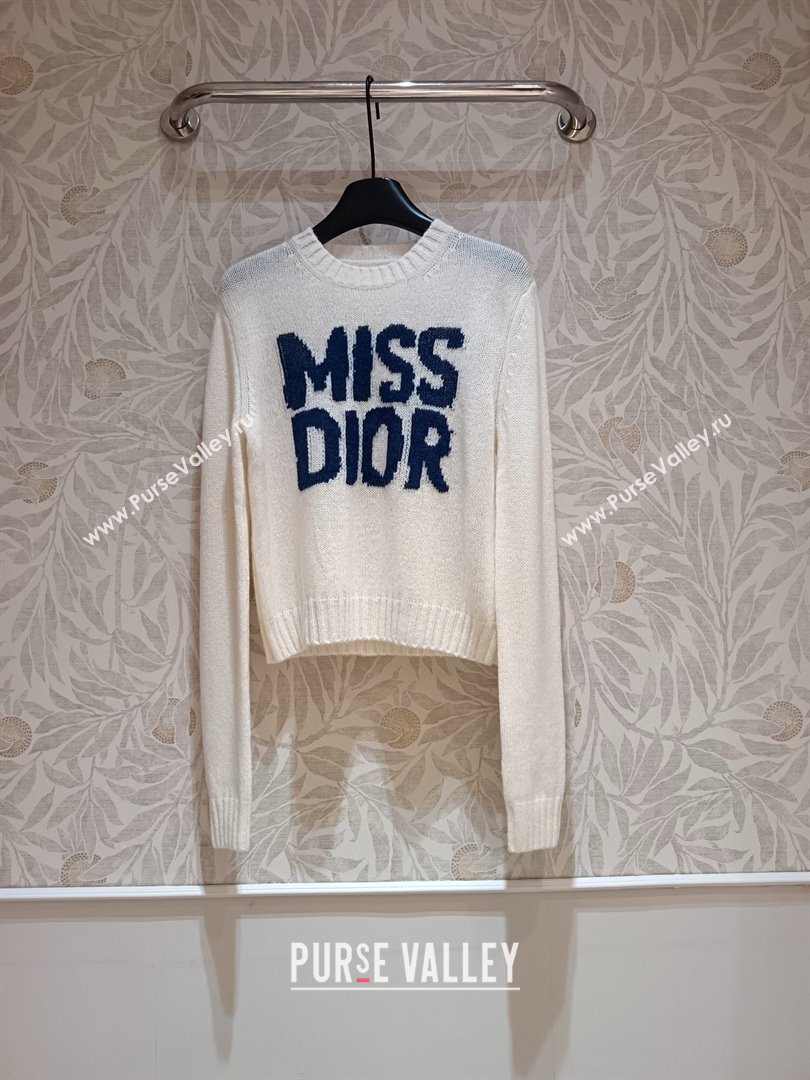 Dior Miss Dior Cashmere Silk Sweater CH101818 White/Blue 2024 (Q-24101818)