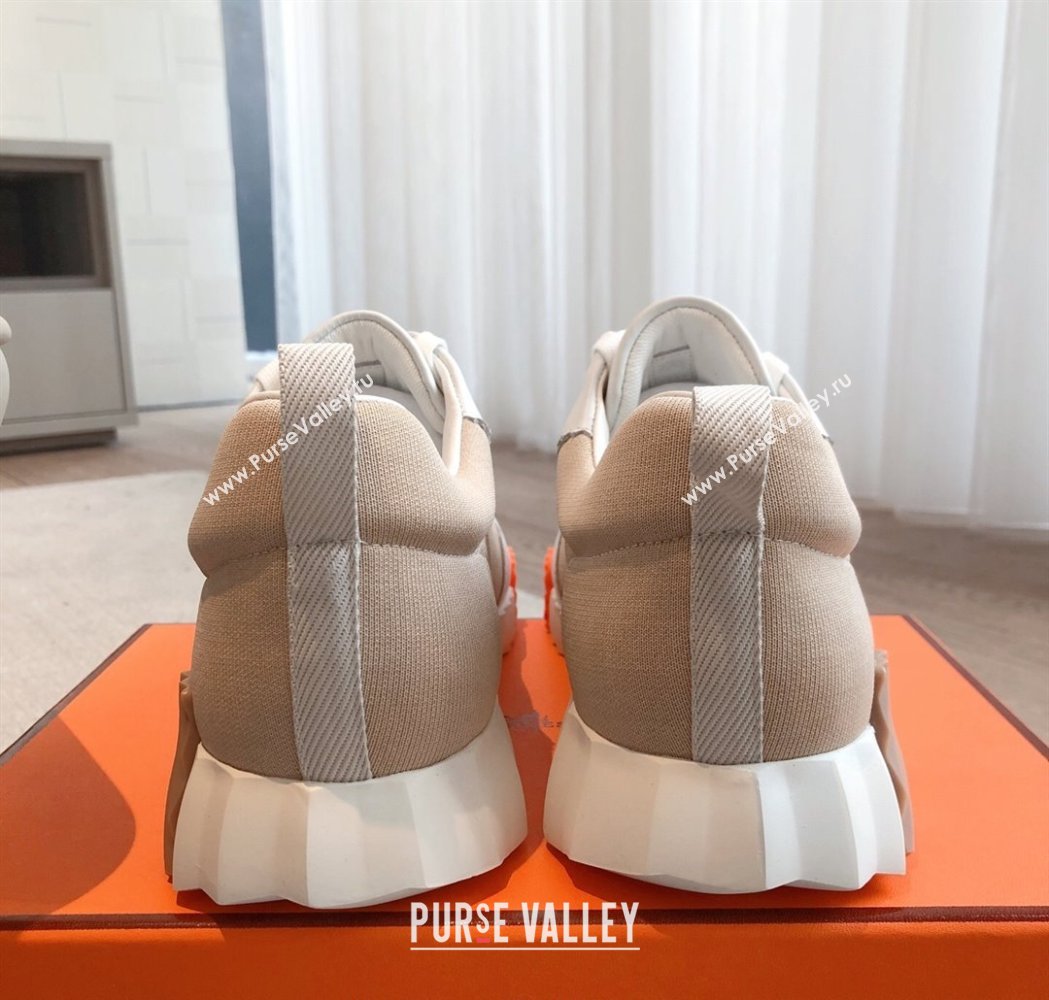 Hermes Bouncing Sneakers in Leather and Knit Beige 2025 0226 (XC-250226047)