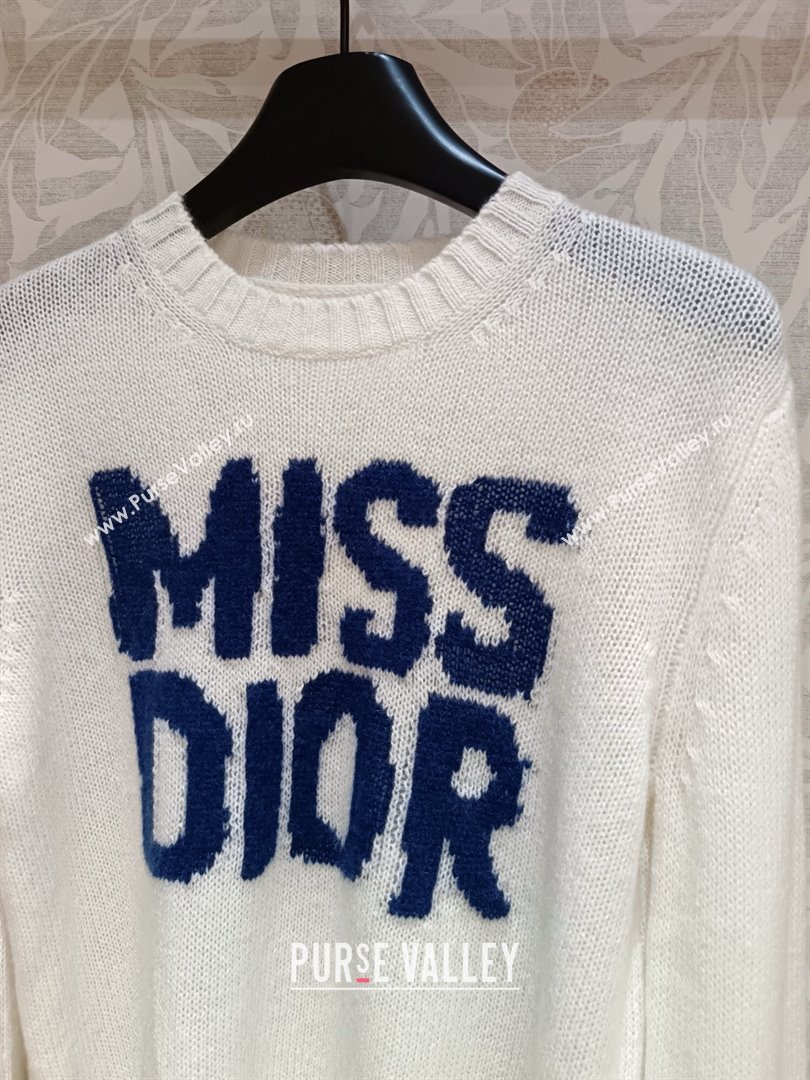 Dior Miss Dior Cashmere Silk Sweater CH101818 White/Blue 2024 (Q-24101818)