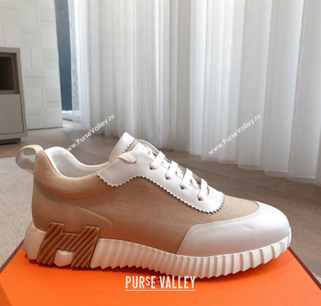 Hermes Bouncing Sneakers in Leather and Knit Beige 2025 0226 (XC-250226047)