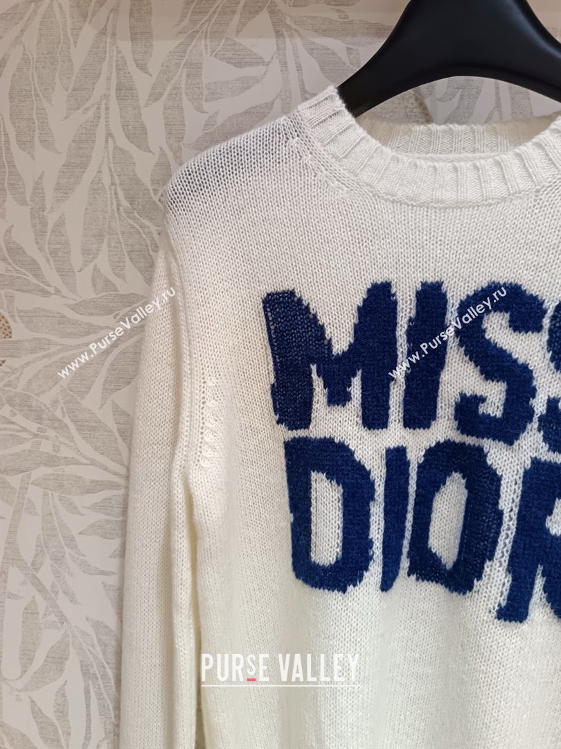 Dior Miss Dior Cashmere Silk Sweater CH101818 White/Blue 2024 (Q-24101818)