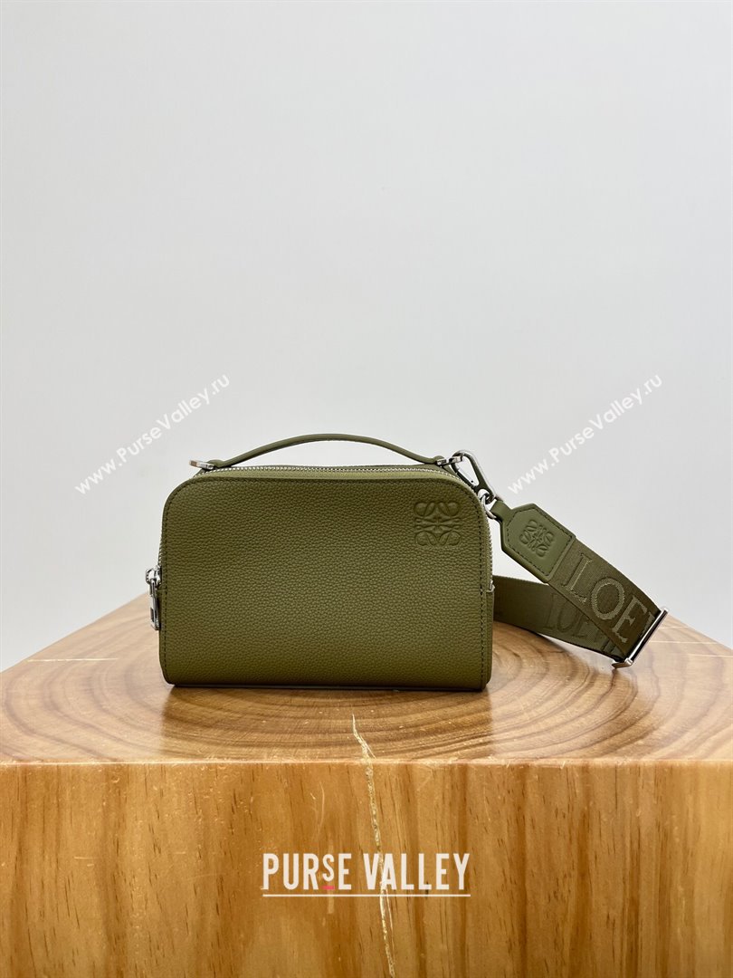 Loewe Mini Camera Crossbody bag in Grained Calfskin 9111 Olive Green 2024 Top (KE-24090222)